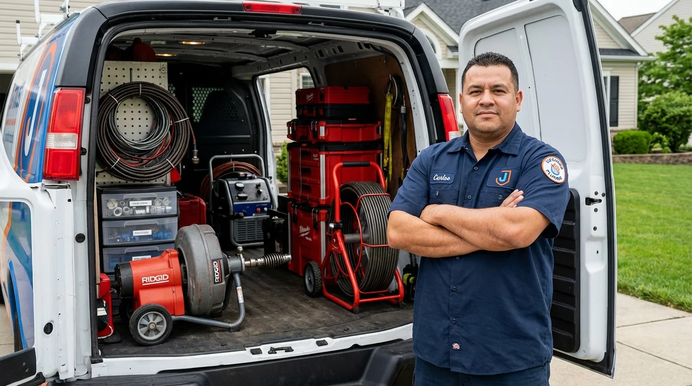 Professional drain cleaning equipment and Johns Plumbing LLC plumber in Homewood