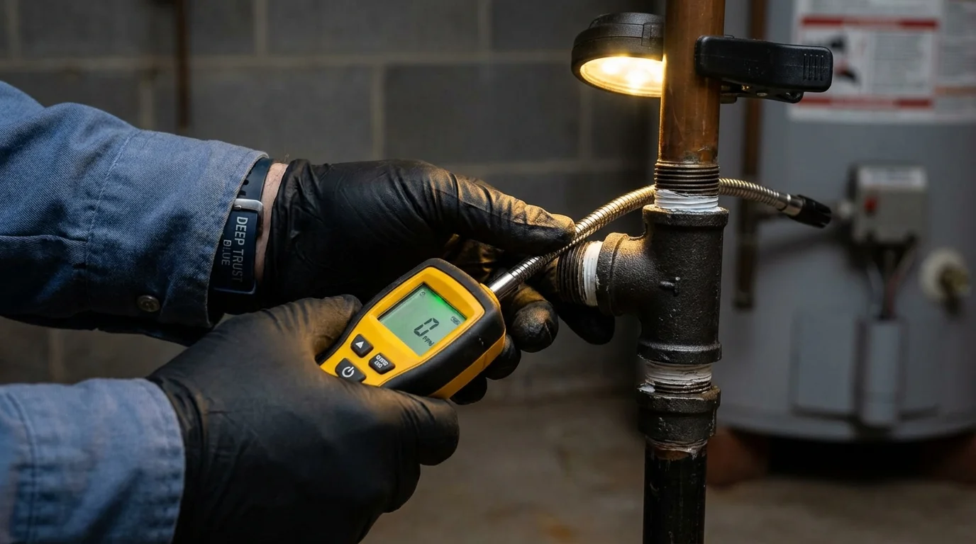 Gas leak detection with electronic sniffer by Johns Plumbing LLC in Homewood