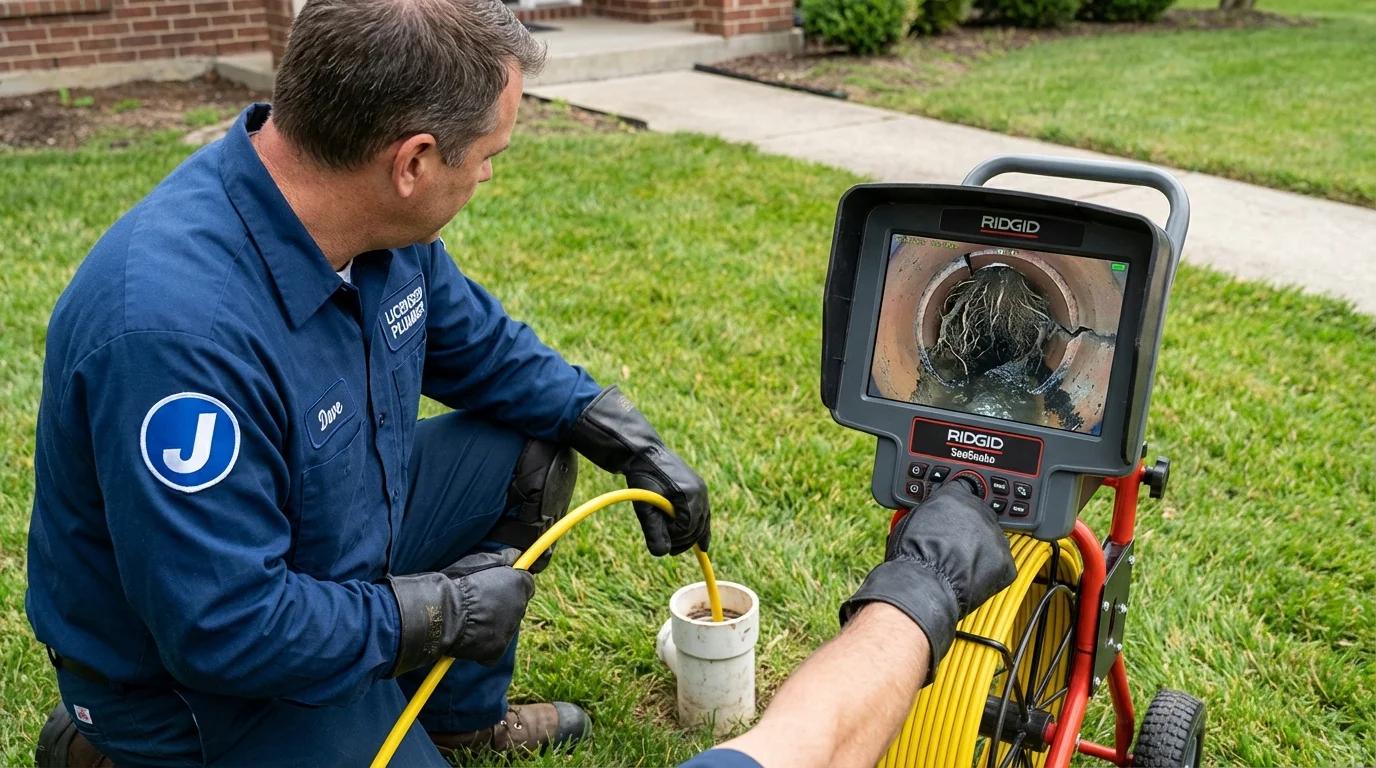 Sewer camera inspection being performed by Johns Plumbing LLC in Homewood