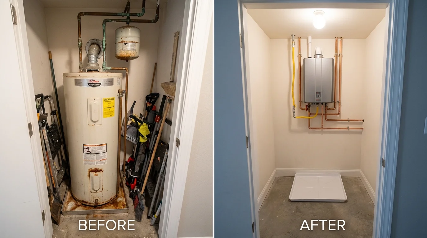 Tank water heater versus wall-mounted tankless unit comparison for Homewood, IL homeowners